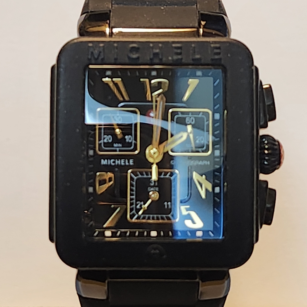 Michele Park 33mm Black Jelly Bean Cronograph Watch - Picture 12 of 14